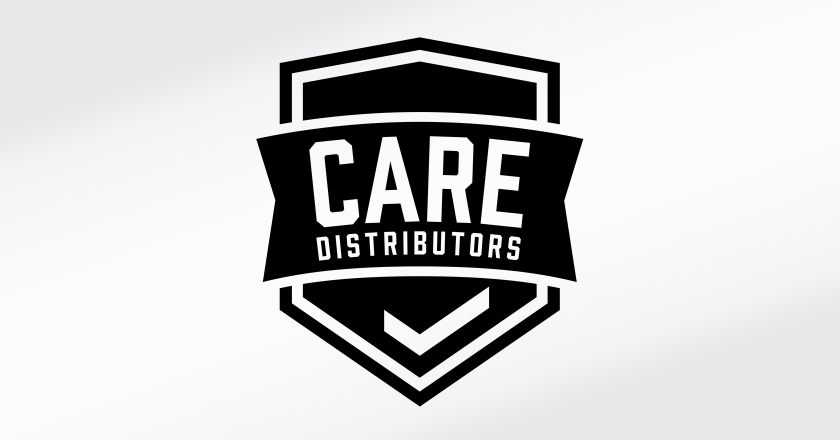 CARE Distributors Company Logotype - Main Logo in B&W for embroidery and other simplified production applications