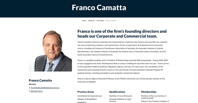 Camatta Lempens - Franco Camatta Profile Page