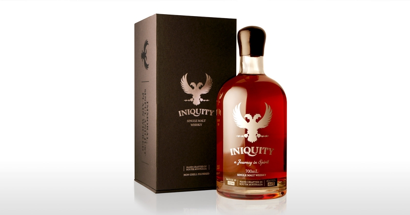 Iniquity Single Malt Whisky Bottle & Box Packaging - Complete Boxed Set