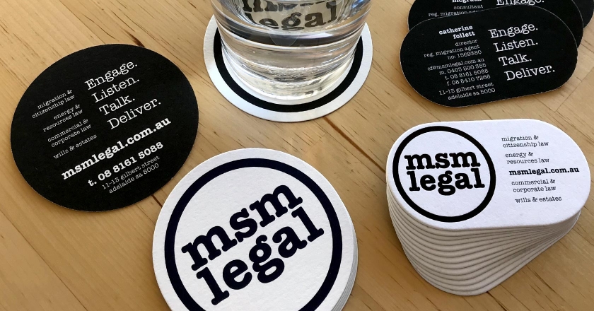 MSM Legal - Business Cards and Matching Drink Coasters