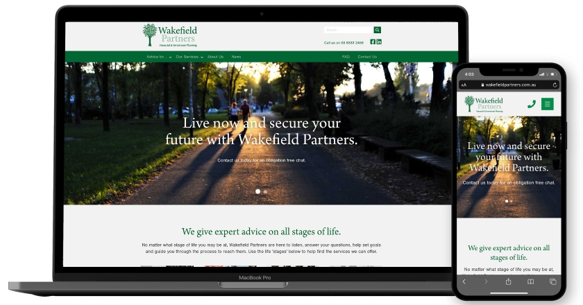 Wakefield Partners - Desktop and Mobile Website Mockup