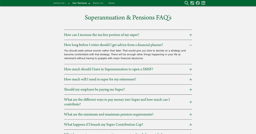 Wakefield Partners - Superannuation & Pensions FAQ Section