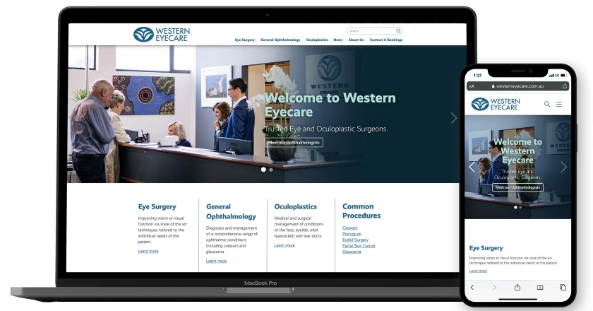 Western Eyecare - Desktop and Mobile Website Mockup
