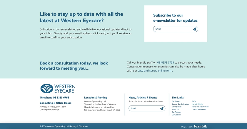 Western Eyecare - Footer Section