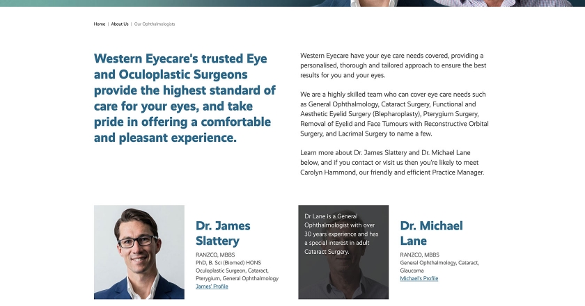 Western Eyecare - Our Ophthalmologists Page 
