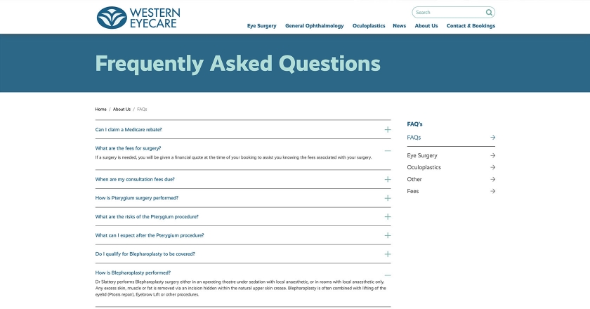 Western Eyecare - FAQ Page