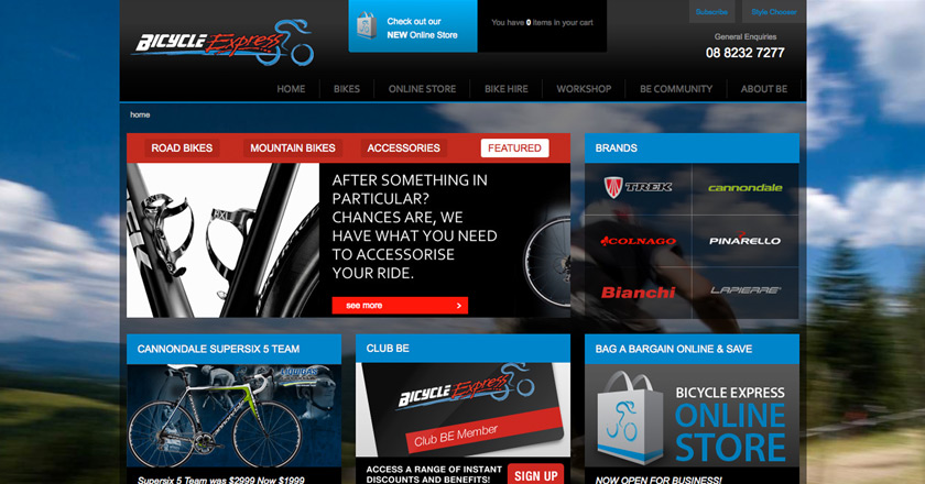 Bicycle Express Website - Home Page