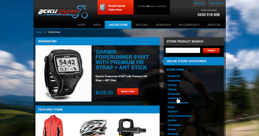 Bicycle Express Website - Online Store Landing Page