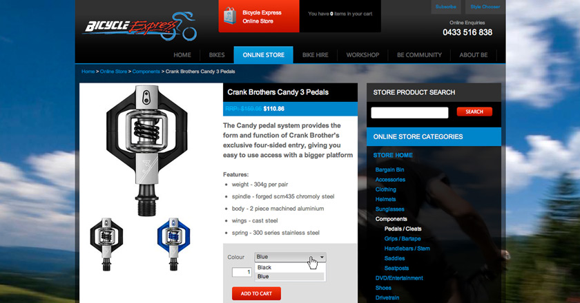 Bicycle Express Website - Product Detail > Add To Cart Function