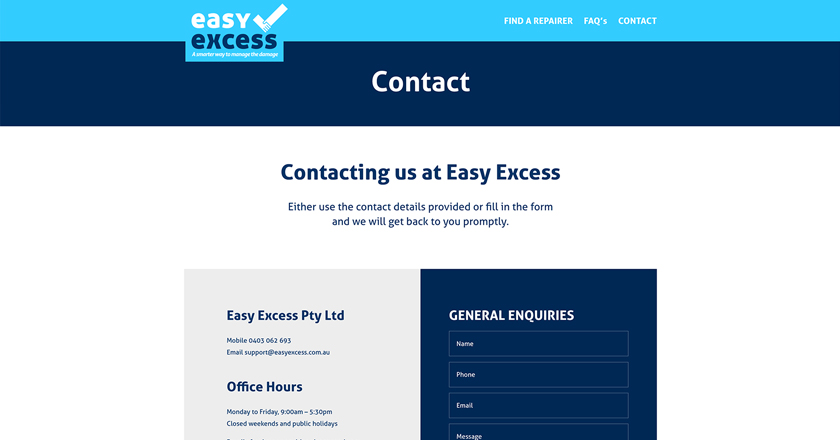 Easy Excess - Contact Page