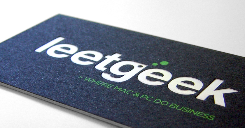 LeetGeek Business Cards, Clear Gloss Foil and Deboss