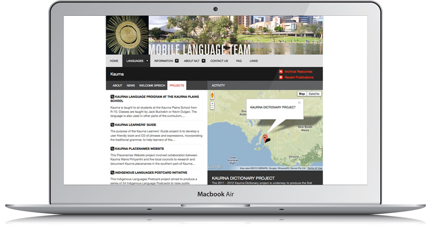 Mobile Language Team Website - Kaurna Language Page