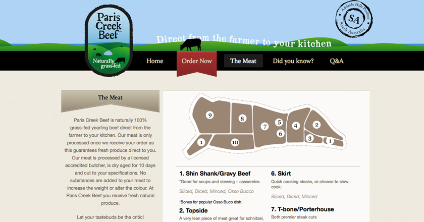 Paris Creek Beef Website - The Meat Page