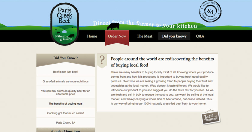Paris Creek Beef Website - Did you know? Page