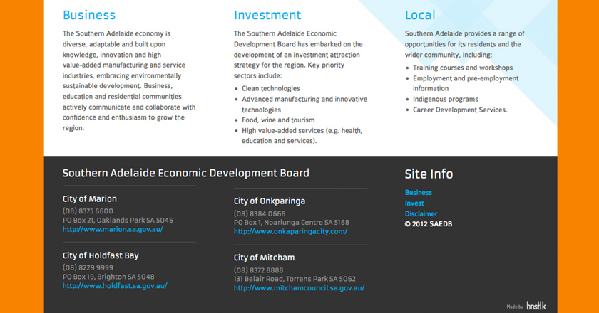 Southern Adelaide EDB Website - Home Page Footer