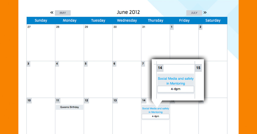 Southern Adelaide EDB Website - Events Calendar Page