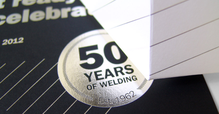 Welding Industries of Australia, 50th Anniversary Foiling & Folding Detail
