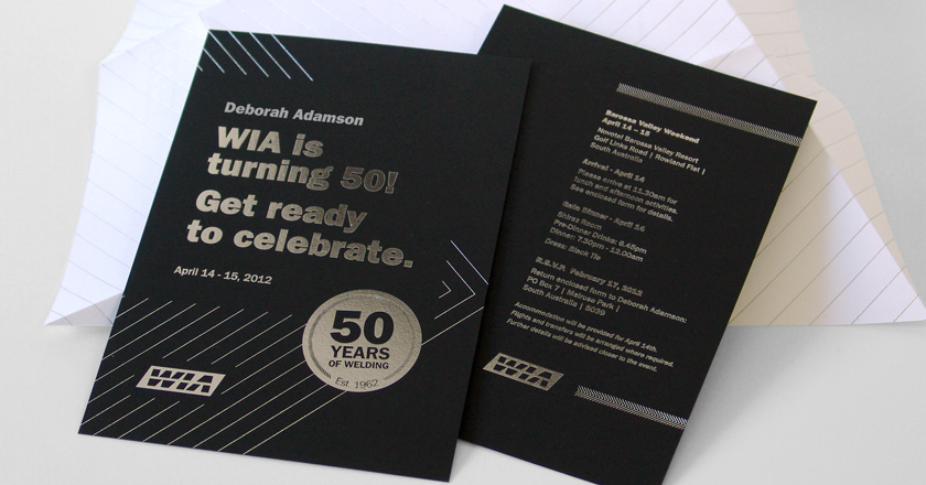 Welding Industries of Australia, 50th Anniversary Personalised Invitations