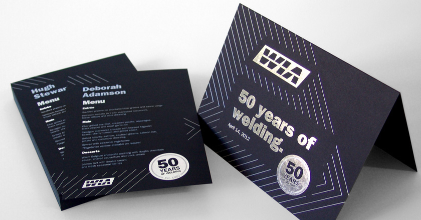 Welding Industries of Australia, 50th Anniversary Personalised Menu and Photo Holder