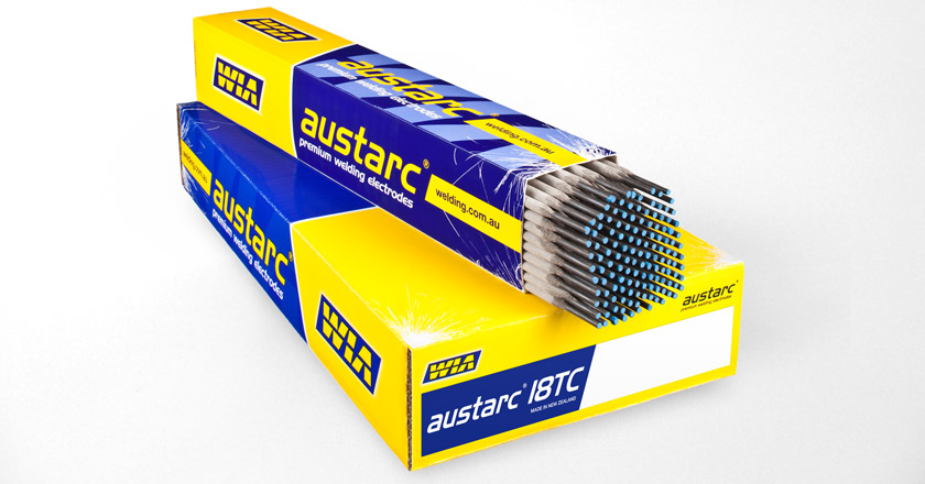WIA Austarc Welding Electrodes Packaging, Inner Packet with Electrodes on Outer Carton.