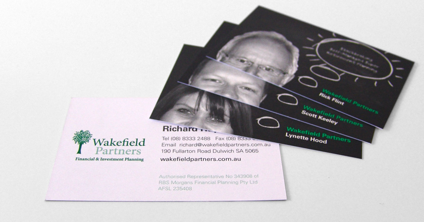 Wakefield Partners Business Cards, Unique Photo & Focus for each Staff Member