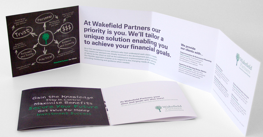 Wakefield Partners, Folding Brochure Gate Folded for Presentation of Summary & Detailed Info