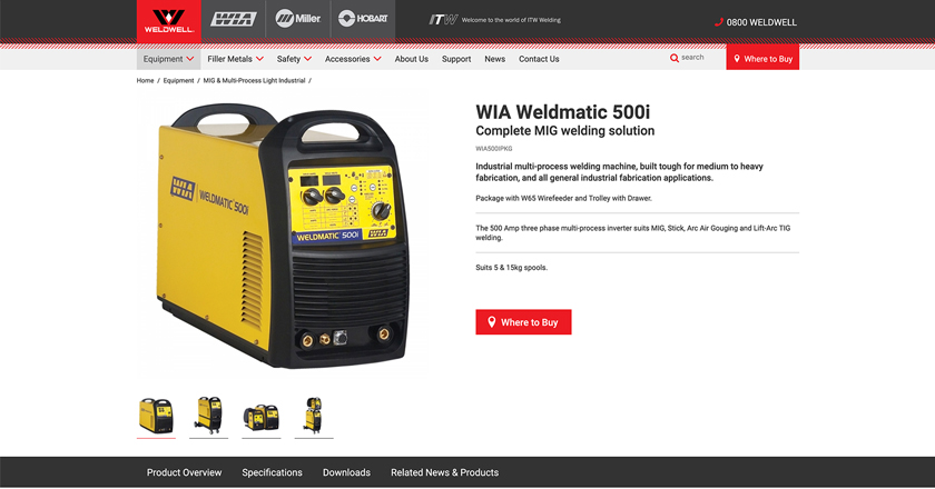 Weldwell Website - Product Page