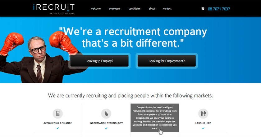 iRecruit People Solutions Website - Home Page