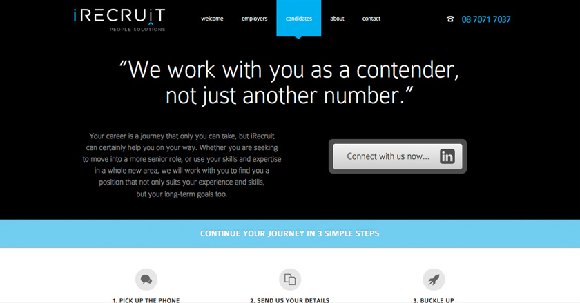 iRecruit People Solutions Website - Candidates Page